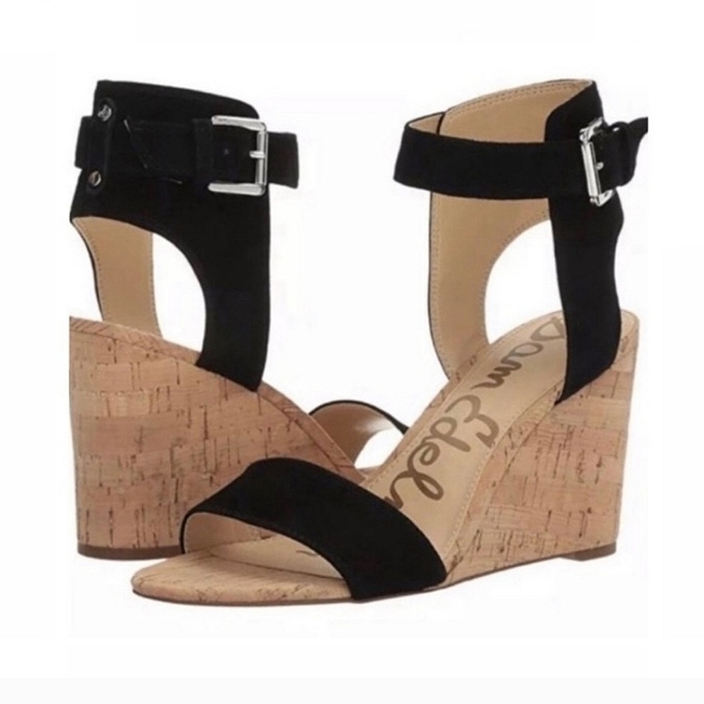 Sam Edelman Willow Black Suede Wedge Sandal‎